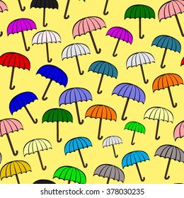 Vintage open color umbrella back pattern seamless yellow