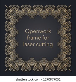 Vintage openwork laser cutting frame for interior design, pages, business cards.