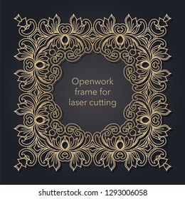 Vintage openwork laser cutting frame for interior design, pages, business cards.