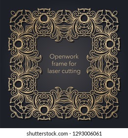 Vintage openwork laser cutting frame for interior design, pages, business cards.