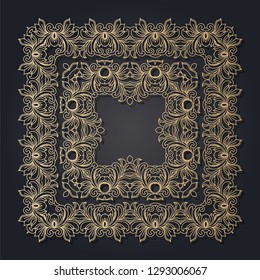 Vintage openwork laser cutting frame for interior design, pages, business cards.