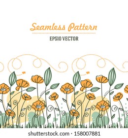 vintage orange floral pattern background