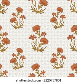 vintage orange floral Tulipe suzani seamles pattern - traditional carpet in Central Asia, Uzbekistan. Flowers . Fabric. Home decor.Mughal suzani flower motif digital print on pattern background