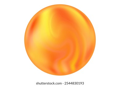 Vintage orange glowing magic sphere or planet with blurred texture, 3d glass sphere or bubble. Aesthetic watercolor gradient round shape isolated design asset.
