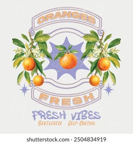 Vintage orange juice fresh summer prints, grunge effect use this print,  its a fruit print, organic tasty fresh juice, food fashion for t-shirt sweat men's, women's kids boy , kids girls, print design