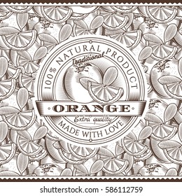 Vintage Orange Label On Seamless Pattern