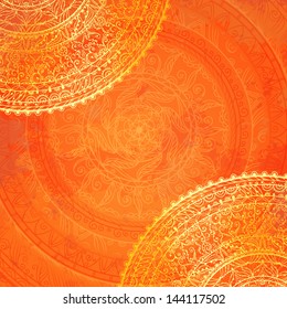 Vintage orange lace background with space for text - vector