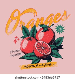 Antiguas Diseño de impresión naranja, gráficos de fruta de verano, gráficos de texto naranja vintage , camiseta de fruta fresca de granja orgánica, diseño de sudadera, impresión de fruta de verano para limón, diseño de impresión de camiseta