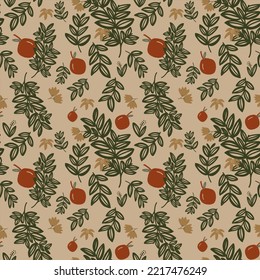 Naranja vintage Patrón sin foco hojas de fruta natural Patrón étnico para tela impresión tela vestido alfombras cortinas alfombras vectores envoltura fondo Beige 