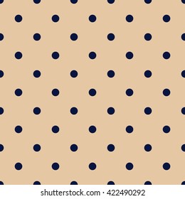Vintage Orange Seamless Pattern with Navy Blue Polka Dots
