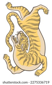 Vintage orange striped tiger vector illustration