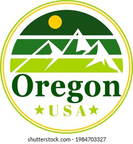 Vintage Oregon mountains retro label