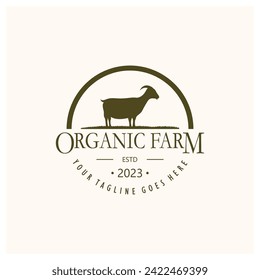 vintage organic animal farm logo premium retro  silhouette for business, livestock, labels and badges.