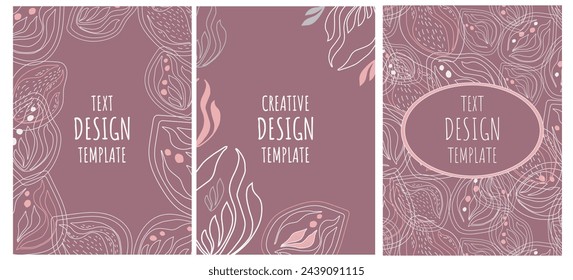 Borde de plantilla creativa orgánica vintage. Fondo floral natural mínimo con formas orgánicas y hojas y líneas abstractas. Textura de fondo abstracta creativa. Plantilla de diseño abstracto.