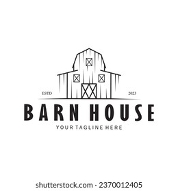 Vintage organic farmhouse or barn,warehouse, rustic barn and animal farmhouse logo design.