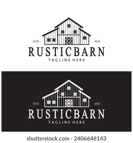 Vintage organic farmhouse or barn,warehouse, rustic barn and animal farmhouse logo design.