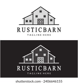 Vintage organic farmhouse or barn,warehouse, rustic barn and animal farmhouse logo design.