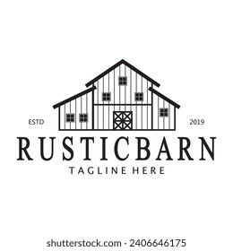 Vintage organic farmhouse or barn,warehouse, rustic barn and animal farmhouse logo design.