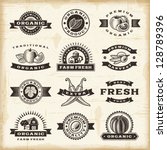 Vintage organic harvest stamps set. Fully editable EPS10 vector.