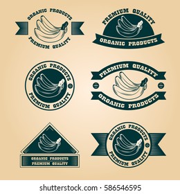 Vintage organic harvest stamps set
