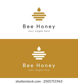 Vintage organic honey bee logo.Design for business, badge, honey shop, beekeeping.