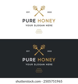 Vintage organic honey bee logo.Design for business, badge, honey shop, beekeeping.