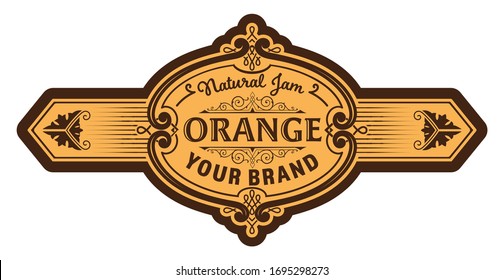 Vintage Organic Jam Label with Floral Elements