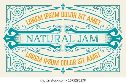 Vintage Organic Jam Label with Floral Elements