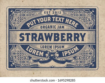 Vintage Organic Jam Label with Floral Elements