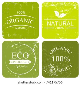 Vintage Organic Labels.Vector Healthy Food Badges.