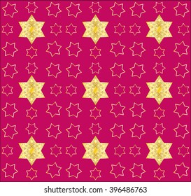 Vintage Oriental ornament pattern. Digital Illustration Star of David, Israel star David's stars pattern for Jewish Holiday Rosh Hashana, Rosh Hashanah, Sukkot, Passover, Purim, Hanukkah gold sign