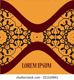 Vintage Oriental Postcar Cover. Retro Ornate Mandala Wallpaper for greeting card, Brochure, Card or Invitation with Islamic, Arabic, Indian, Ottoman, Asian motifs.