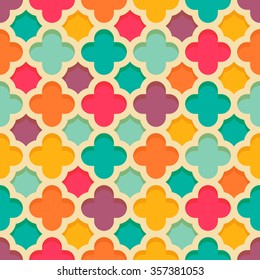 Vintage oriental quatrefoil seamless pattern