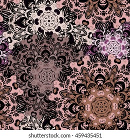 Vintage oriental seamless pattern. Indian, arabic, ottoman, turkish,japanese, chinese floral motif for background or front-side. Eastern ornament for wrapping or textile.