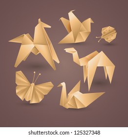 vintage origami icons set