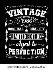 VINTAGE ORIGINAL 1989 QUALITY LIMITED EDITION AGED TO PERFECTION TSHIRT DESIGN