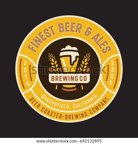 Vintage Original Beer Coaster Vector Design. Brewing Company Badge Emblem.