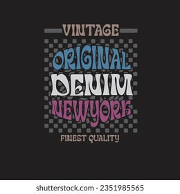 Vintage Original Denim New York Typography  retro graphic tee