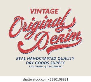 Vintage Original Denim slogan Editable t shirt design graphics print vector illustration for men and women