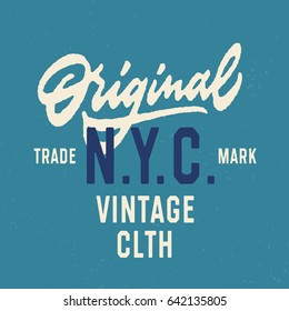 Vintage Original New York T Shirt Graphics. Retro Apparel Typography Print. Vector Design.