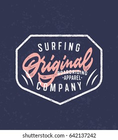 Vintage Original Surfing Company T Shirt Graphics. Board-riding Apparel Fashion Print. Vector Design.