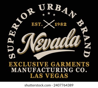 Vintage original typography Nevada state slogan Retro print for t-shirt design. Graphics for tee shirt Artwork. Vector illustration.