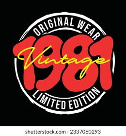 Vintage original wear, typography graphic design for t-shirt prints, vector illustration