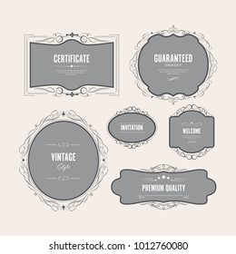 vintage ormament frame design with calligraphy swirl in banner and label. illustration vector luxury style.