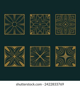 vintage ornament box shape decoration icon collection