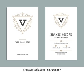 Vintage Ornament Business Card Vector Template. Retro Luxury Style, Royal Design. Flourishes Ornamental Frame, Vintage Logo And Background.