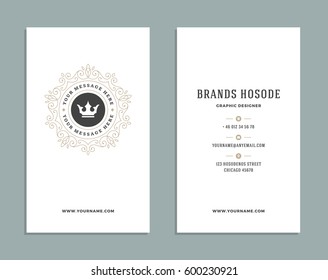 Vintage Ornament Business Card Vector Template. Retro Luxury Style, Royal Design. Flourishes Ornamental frame, Vintage Logo and Background.