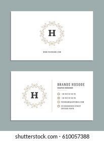 Vintage Ornament Business Card Vector Template. Retro Luxury Style, Royal Design. Flourishes Ornamental frame, Vintage Logo and Background.