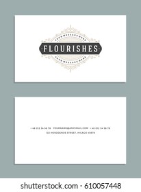 Vintage Ornament Business Card Vector Template. Retro Luxury Style, Royal Design. Flourishes Ornamental frame, Vintage Logo and Background.
