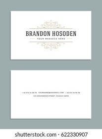 Vintage Ornament Business Card Vector Template. Retro Luxury Style, Royal Design. Flourishes Ornamental frame, Vintage Logo and Background.